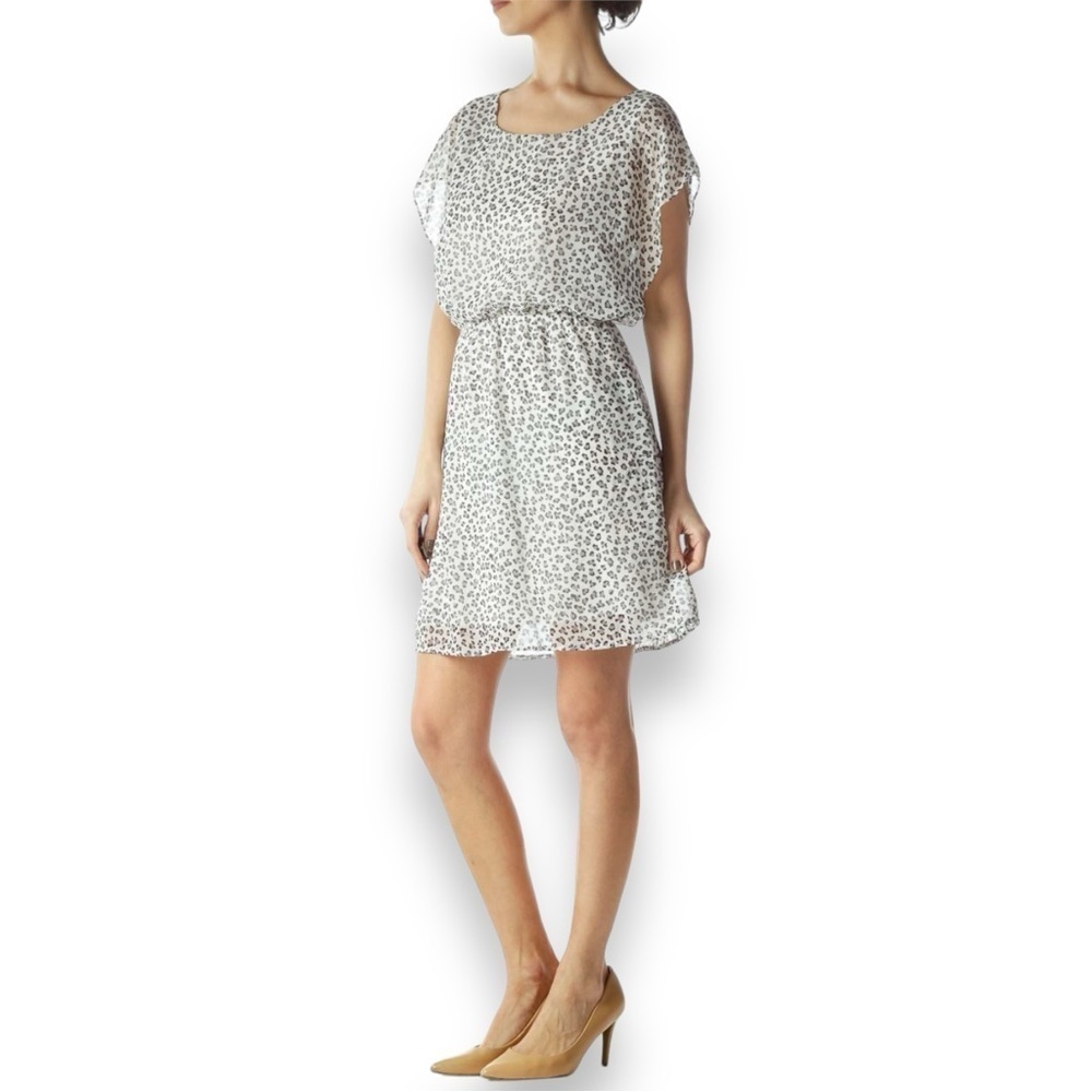 Needle & Thread Women’s White Cheetos Flutter Sleeve Dress Size Medium